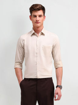 Arrow - Beige Textured Manhattan Slim Fit Shirt