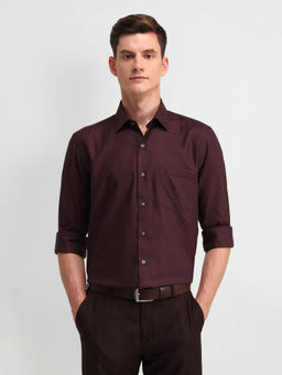 Arrow - Maroon Manhattan Slim Fit Cotton Shirt