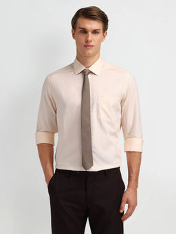 Arrow - Beige Textured Cotton Slim Fit Shirt