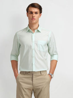 Arrow - Green Self Design Cotton Shirt