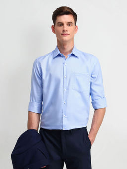 Arrow - Blue Textured Manhattan Slim Fit Shirt