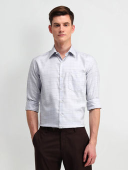Arrow - Grey Windowpane Checks Manhattan Slim Fit Shirt