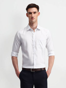 Arrow - White Grid Tattersall Checks Cotton Shirt