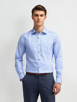 Arrow - Blue Manhattan Slim Fit Windowpane Checks Shirt
