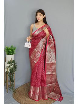 EXCLUSIVA - Pink Woven Banarasi Saree with Unstitched Blouse