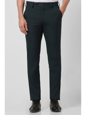 Buy Peter England Men Black Check Slim Fit Formal Trousers Online