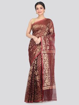 PinkLoom - Women's Soft Cotton Blend Jamdani Saree Without Blouse Piece