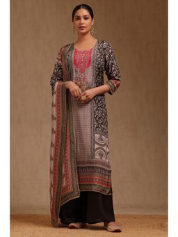 Soch - Womens Black Muslin Ethnic Motifs Kurta With Palazzo & Dupatta Zari