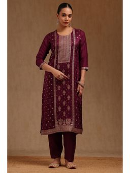 Soch - Womens Green Russian Silk Zari Woven Kurta With Pant