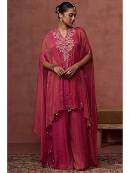 Soch - Womens Fuchsia Tissue Co-Ord Set With Beads