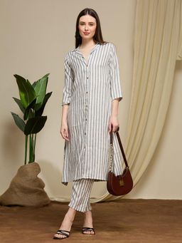 FASHOR - Ethnic Printed Cotton A-Line Co-Ord Set