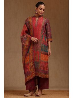 Soch - Womens Multicolour Shimmer Ethnic Motifs Kurta With Pant & Dupatta Stone Work