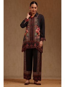 Soch - Womens Black Muslin Botanical Print Co-Ord Set