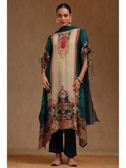 Soch - Womens Green Crepe Ethnic Motifs Kurta With Pant & Dupatta Mirror Work