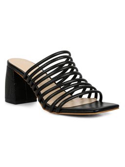Rag & Co - Black Strappy Slip On Sandals