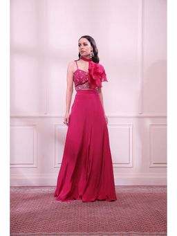 ISHA GUPTA TAYAL - Pink Sapphire Embroidered Top With Pant