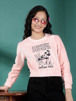 CRIMSOUNE CLUB - Girls Pink Graphic Print Crop Length Sweatshirt