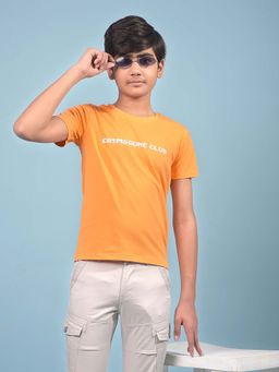 CRIMSOUNE CLUB - Boys Orange Typographic Print T-shirt