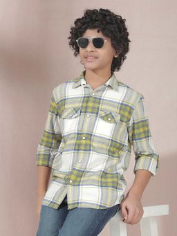 CRIMSOUNE CLUB - Boys Yellow Checked 100% Cotton Shirt