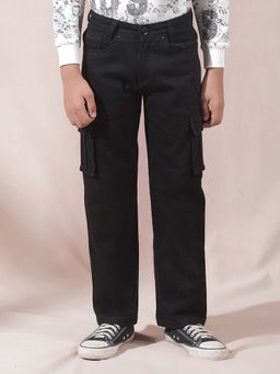 CRIMSOUNE CLUB - Boys Black Straight Cargo Jeans