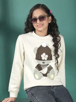CRIMSOUNE CLUB - Girls Beige Embroidered Sweatshirt
