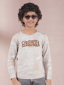 CRIMSOUNE CLUB - Boys Grey Typographic Print Sweatshirt