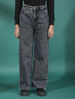 CRIMSOUNE CLUB - Grey Solid Wide Fit Jeans