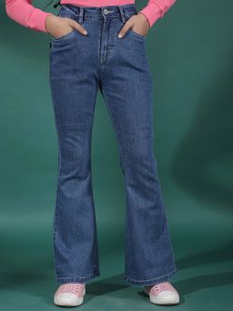 CRIMSOUNE CLUB - Blue Solid Bootcut Fit Jeans