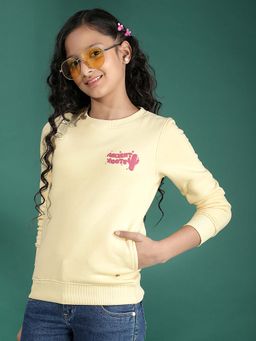 CRIMSOUNE CLUB - Yellow Solid Regular Fit Sweatshirt