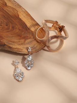 Sohi - Gold-Plated Drop Earrings & Statement Bracelet Combo