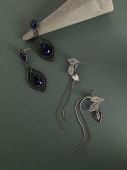 Sohi - Silver-Plated Drop Earrings Combo