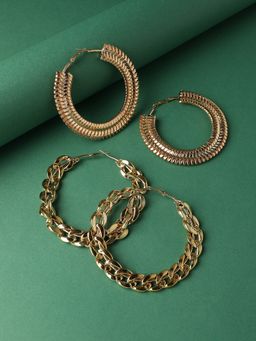 Sohi - Gold-Plated Hoop Earrings Combo