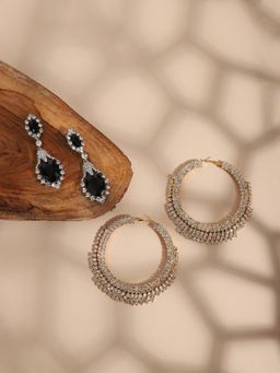 Sohi - Contemporary Drop & Hoop Earrings Combo