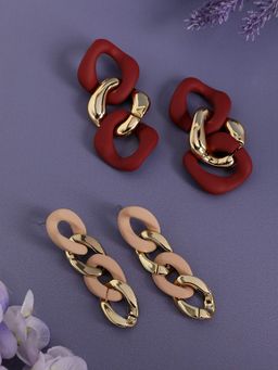 Sohi - Gold-Plated Drop Earrings Combo