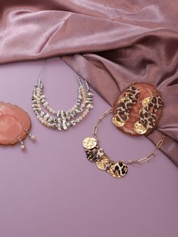 Sohi - Gold-Plated Necklace & Drop Earrings Combo