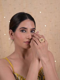 Shlok Jewels - Women White 18K Gold Plated Pearl Ring