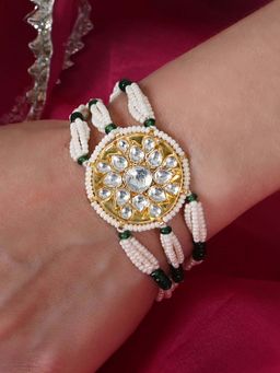 Shlok Jewels - Women 18K Gold Plated Jadau Kundan Bracelet