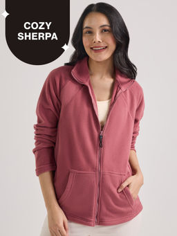 Nykd by Nykaa - Cozy Sherpa Front open Jacket-NYLE701-Pink