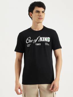 United Colors of Benetton - Black Round Neck Typography T-Shirt
