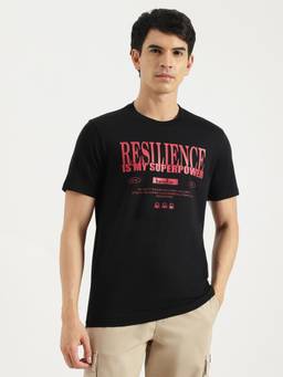 United Colors of Benetton - Black Round Neck Typography Superpower T-Shirt