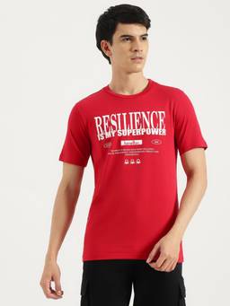 United Colors of Benetton - Red Round Neck Typography Superpower T-Shirt