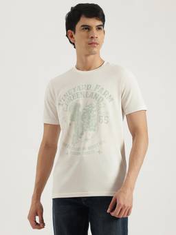 United Colors of Benetton - White Round Neck Graphic Vineyard T-Shirt