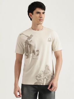 United Colors of Benetton - Relaxed Fit Round Neck Graphic Roman Statue T-Shirt