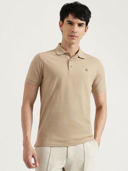 United Colors of Benetton - Beige Regular Fit Solid Polo T-Shirt