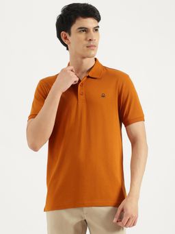 United Colors of Benetton - Rust Regular Fit Solid Polo T-Shirt