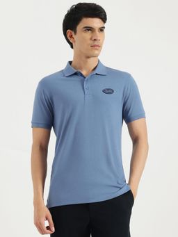United Colors of Benetton - Blue Regular Fit Solid Badge Branded Polo T-Shirt