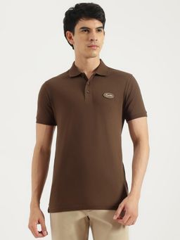 United Colors of Benetton - Brown Regular Fit Solid Badge Branded Polo T-Shirt