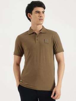 United Colors of Benetton - Brown Regular Fit Solid Classic Iconic Branded Polo T-Shirt