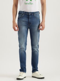 United Colors of Benetton - Solid Low Crotch Fit Mid Blue Knit Jeans