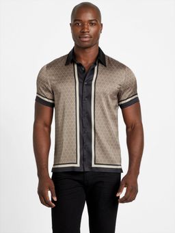 Guess - Mens Geometric Spread Collar Short Sleeves Shirt
